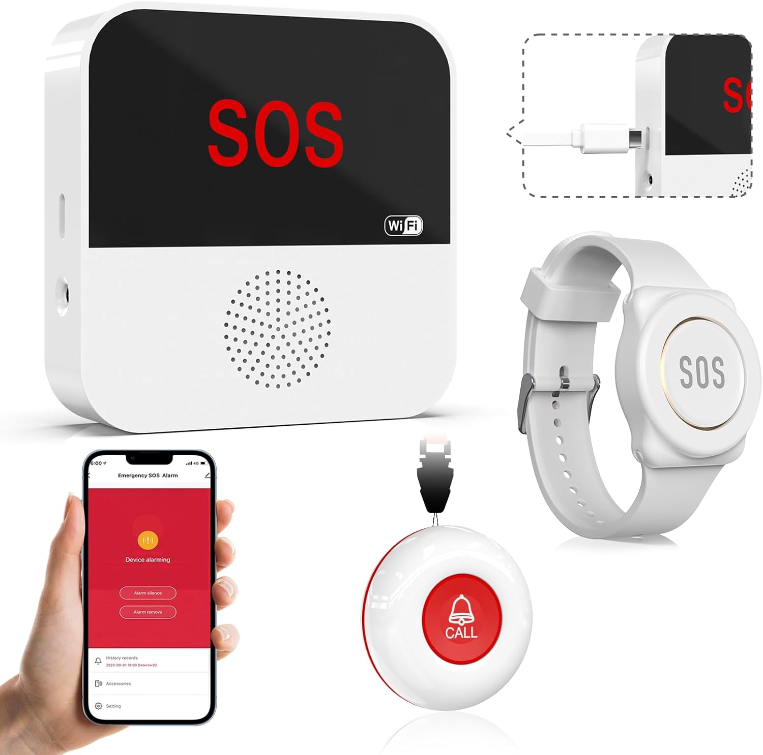 ChunHee Seniors Emergency Call Bracelet Tuya Emergency Button for Seniors WiFi Smart Emergency Call Bracelet for Seniors Alert System for Elderly Patients Disabled Children