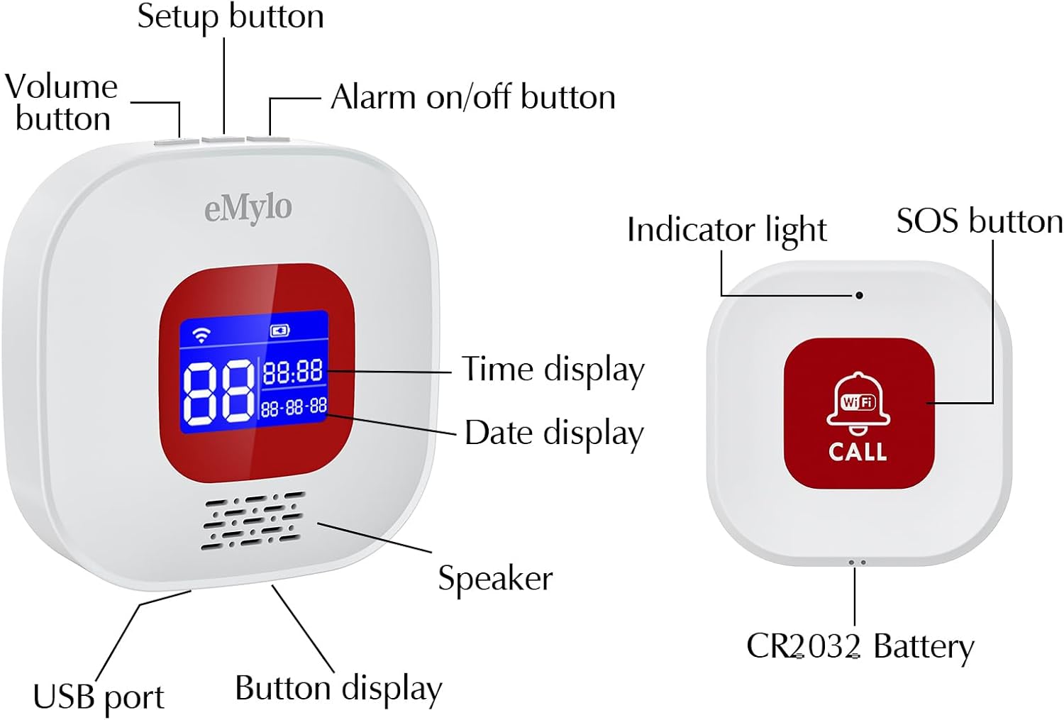 Seniors Emergency Call, Home Emergency Call, Emergency Button for Seniors, WiFi Seniors, Emergency Call Receiver x 1 + Call Button x 2, Compatible with Tuya Smart/Smart Life/Alexa (Supports Wi-Fi 2.4 GHz) – Bild 6