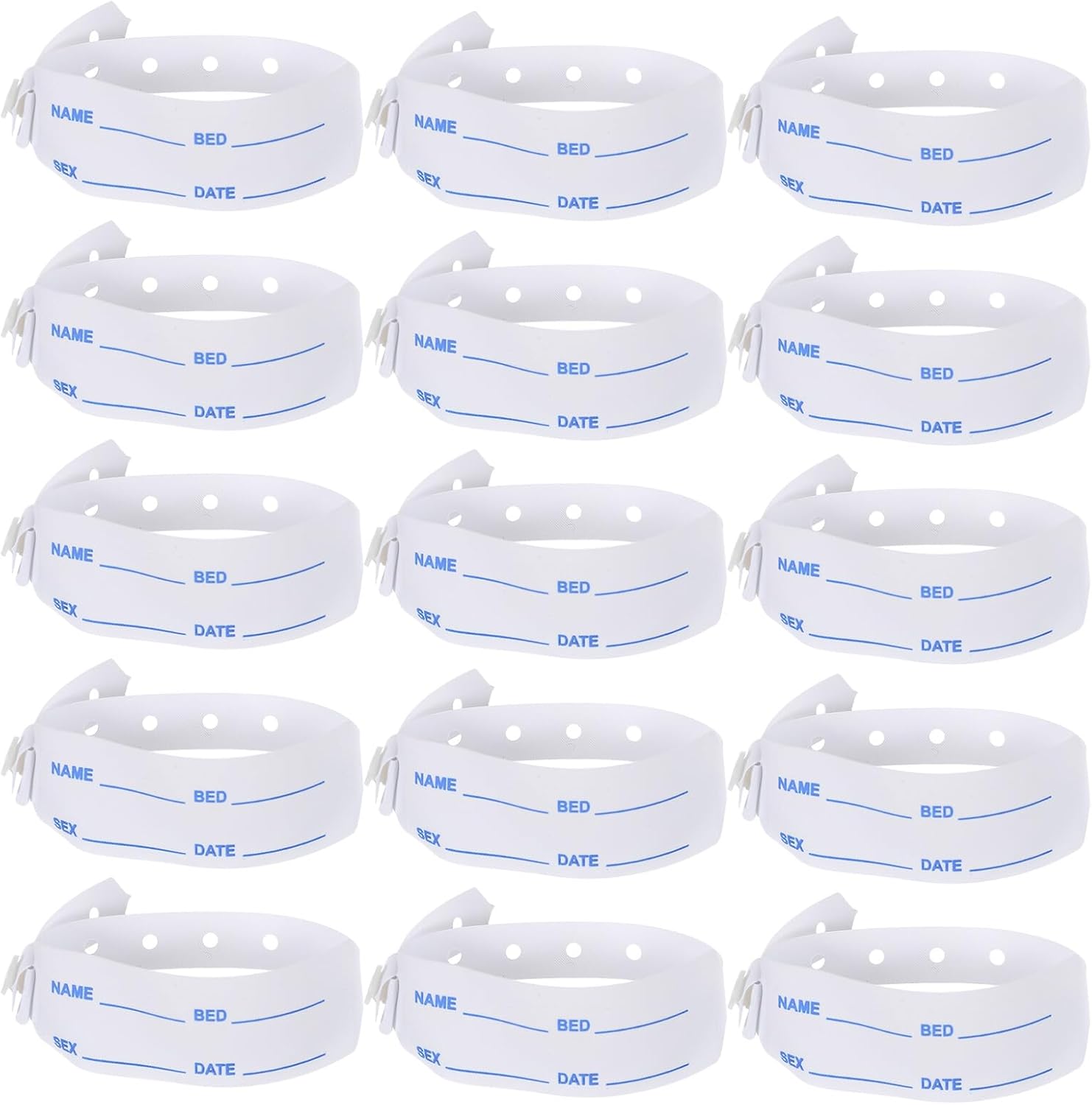 Pack of 100 Hospital Wristbands PVC Patient Identification Adjustable Medical ID Wristbands for Adults and Seniors Writeable White Care Bracelets Versatile