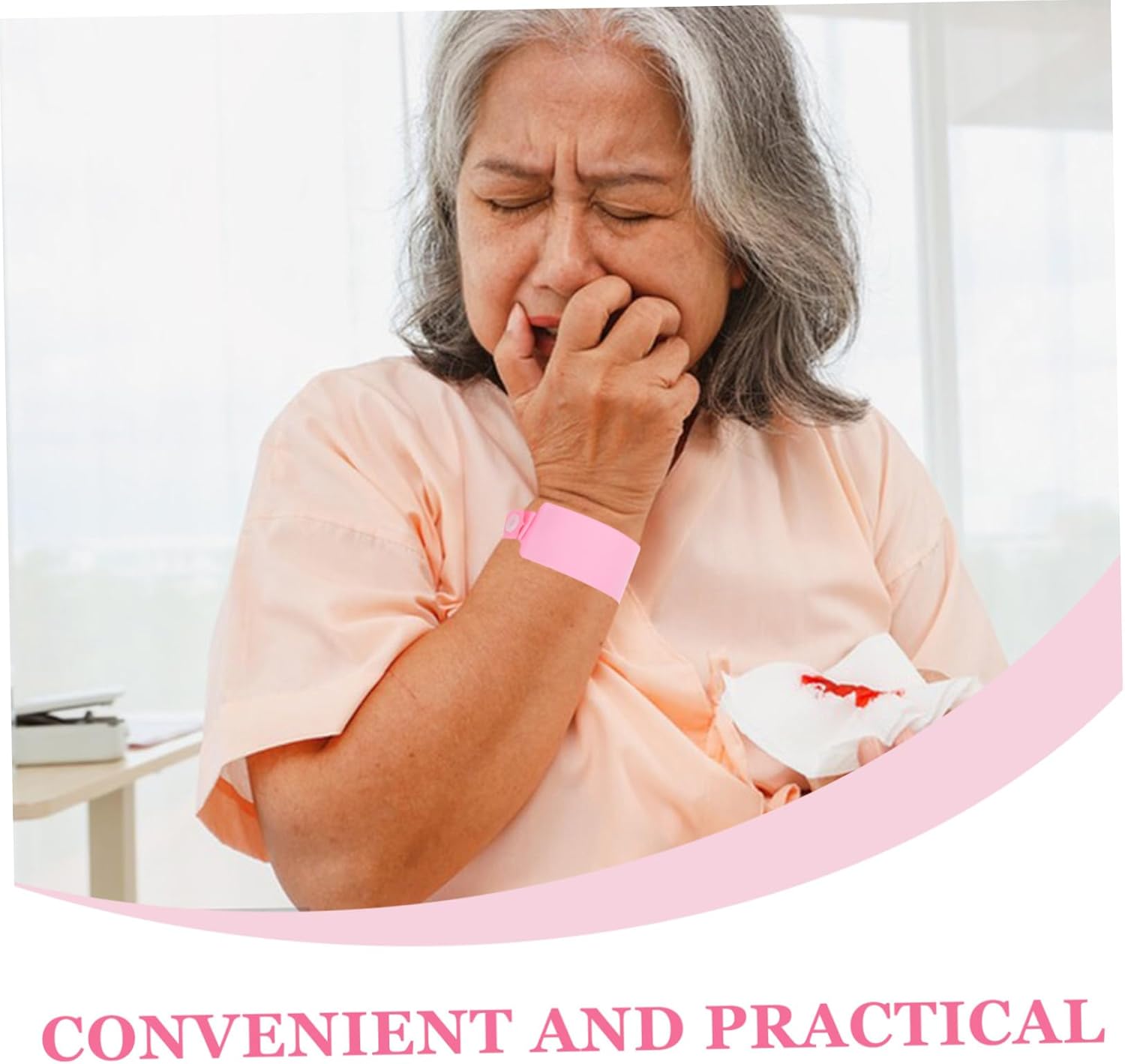 NUOBESTY Pack of 100 Disposable Hospital Bracelets Tear-Resistant Pink with Safety Buckle for Patient Identification – Bild 3