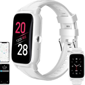Notfalluhr für Senioren mit Sturzsensor, GPS Tracker, 1,5-Zoll-HD-Display, Gesundheitsüberwachung, Silikon Armband für Alzheimer-Tracking White
