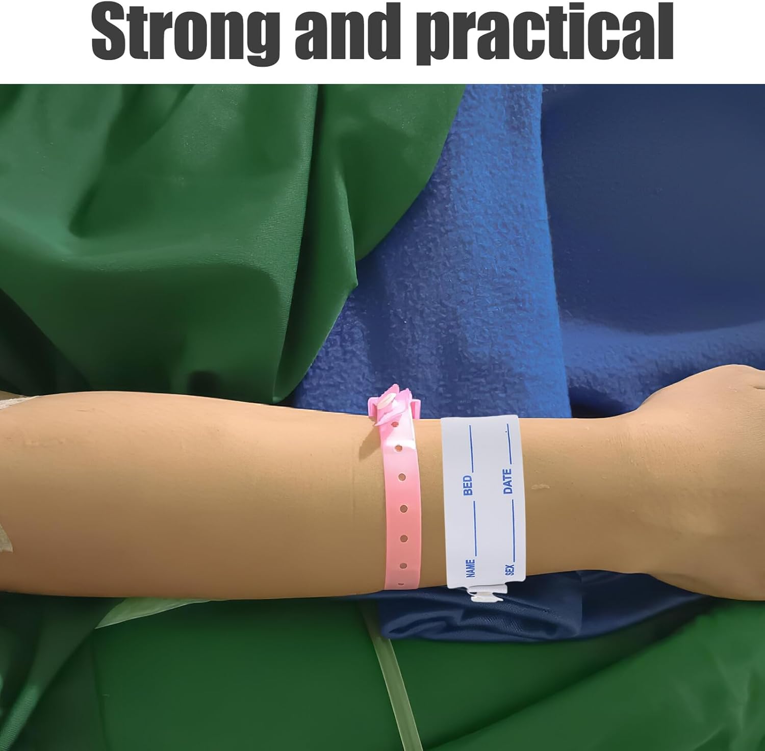 Pack of 100 Hospital Wristbands PVC Patient Identification Adjustable Medical ID Wristbands for Adults and Seniors Writeable White Care Bracelets Versatile – Bild 4