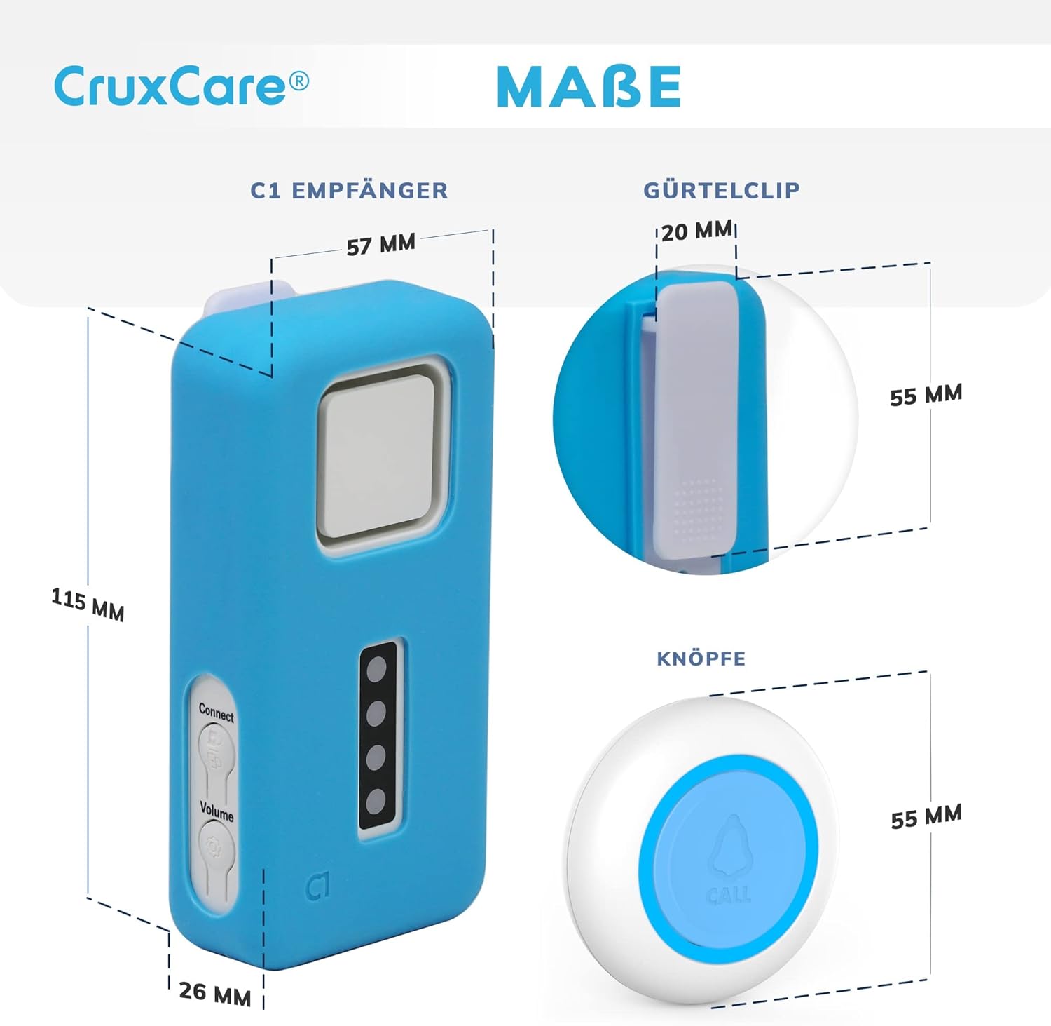 C1 Pager with 2 Call Buttons, Emergency Button for Seniors with Beeper, 2 Emergency Call Buttons and 1 Radio Receiver, Internal Home Emergency Call – Bild 7
