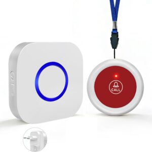 Emergency Call Button for Seniors, Wireless Home Emergency Button for Seniors, 300 m, Long Range, 38 Ringtones, SOS Alarm for Care, Patient Elderly (1 Transmitter and 1 Receiver)