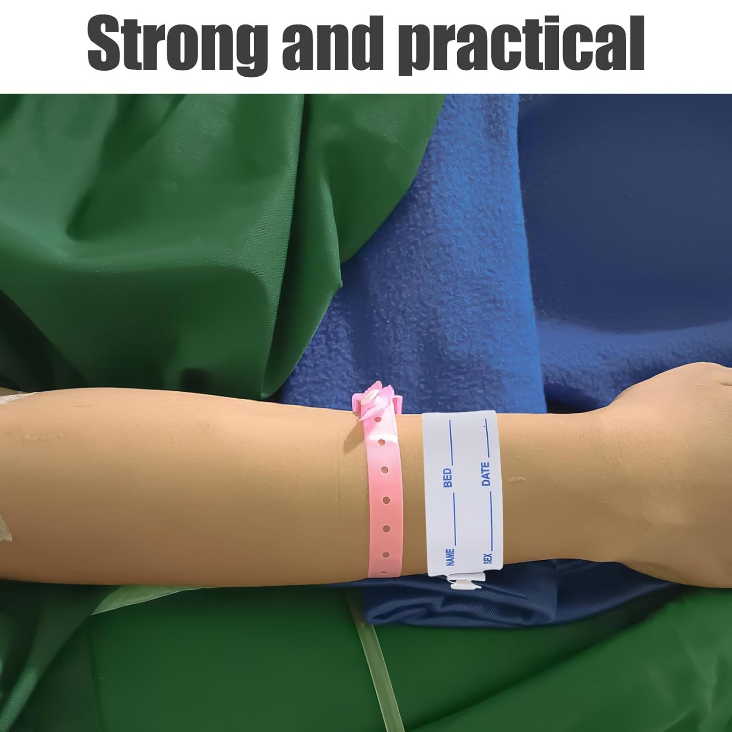 Uonlytech 100 Medizinische Identifikationsarmbänder aus Pvc für Krankenhaus mit Verstellbarer Passform und Einwegfunktion Weiße Sicherheitsarmbänder für Senioren – Bild 4