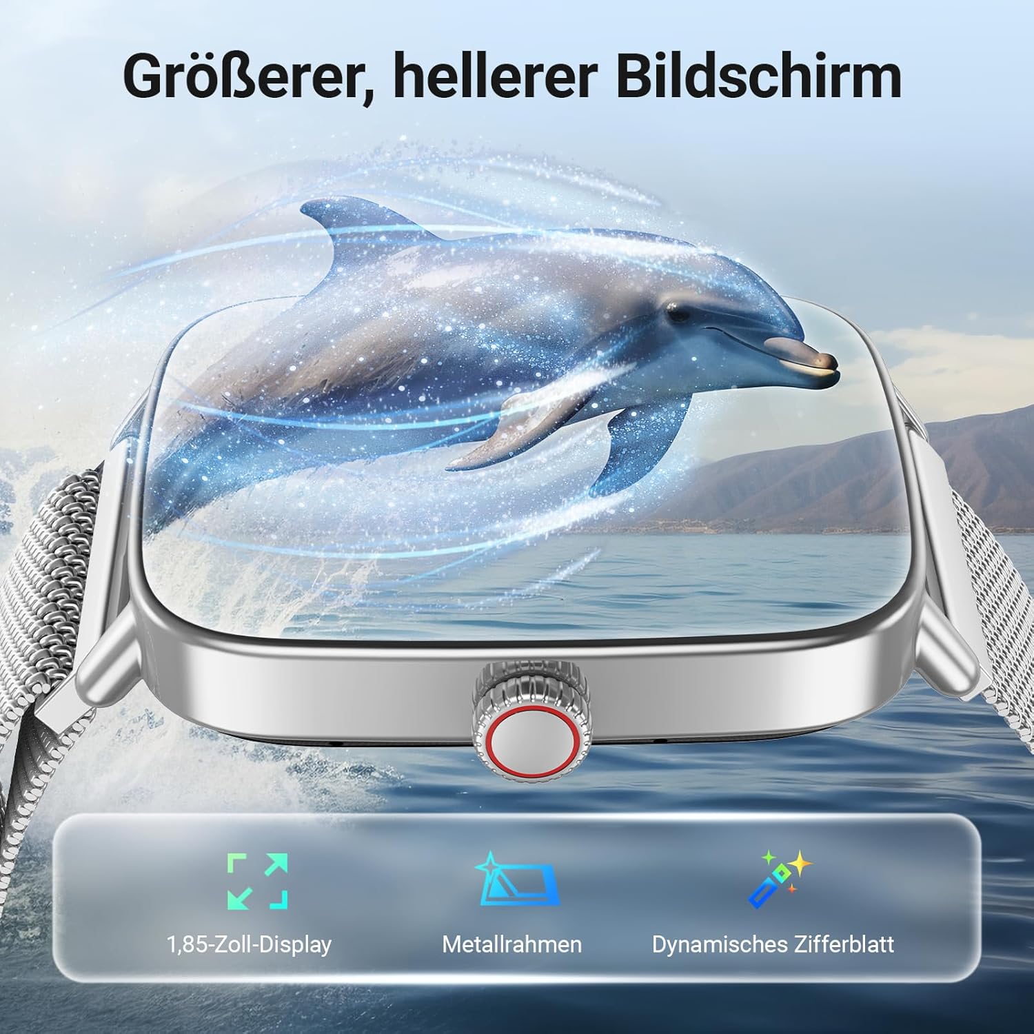 Smartwatch Men Women with Phone Function, 1.85 Inch Fitness Watch Smart Watch, 100+ Sports Modes, Fitness Tracker with Heart Rate/SpO2/Sleep Monitor, Pedometer, IP68 Waterproof Sports Watch for iOS Android – Bild 6