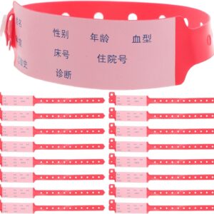 Kichvoe Einweg Kunststoff Armbänder für Erwachsene 100 Stück Rot Pvc Patientenidentifikation im Krankenhaus für Verschiedene Medizinische Anwendungen