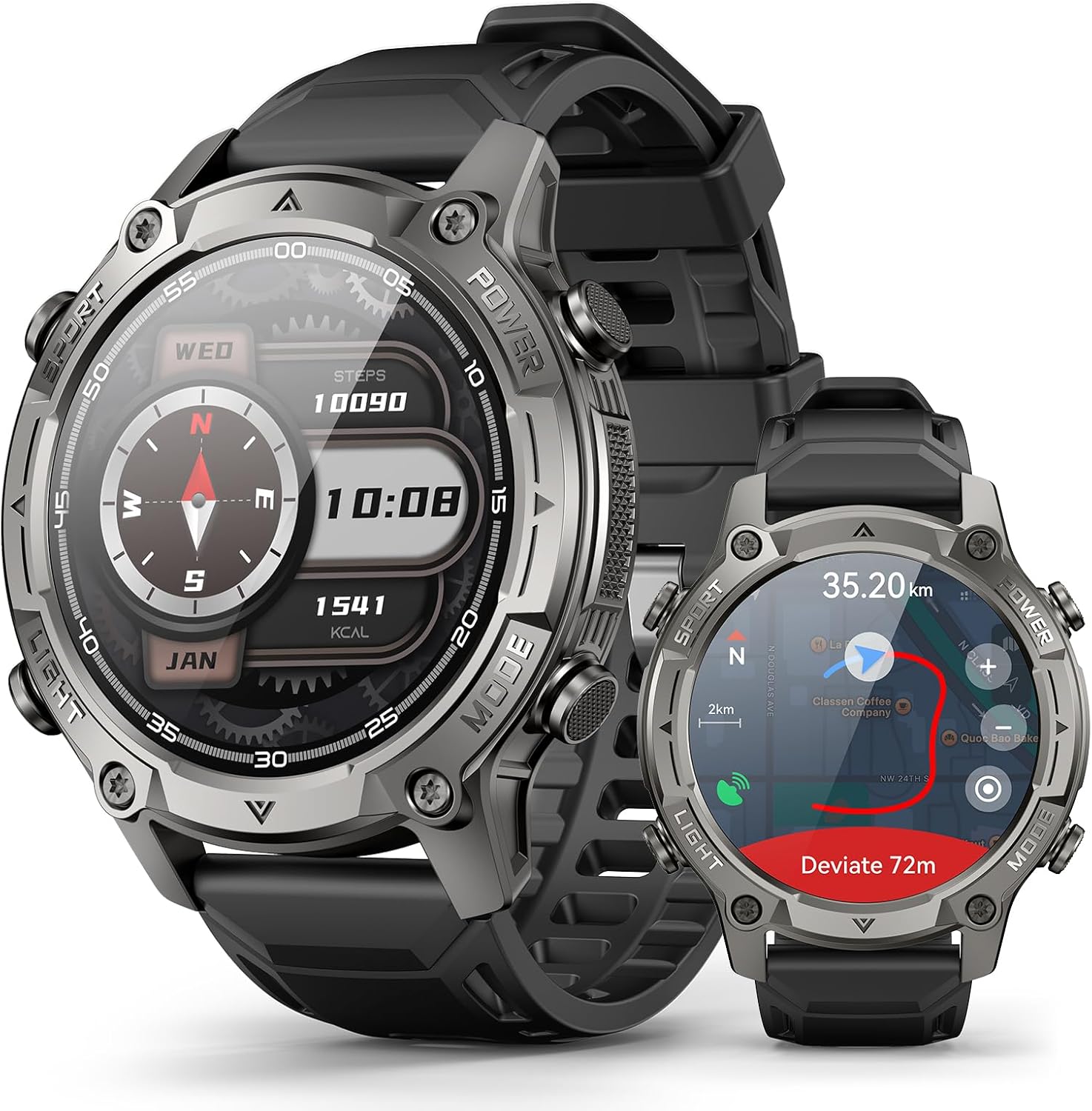 SOUYIE Men's Smartwatch with GPS, Offline Maps & 6 Satellite Navi, 5ATM Waterproof, 21 Day Battery, AI Voice Assistant, 178 Sports Modes, Fitness Tracker with Heart Rate Monitor & Sleep Monitor for Android iOS