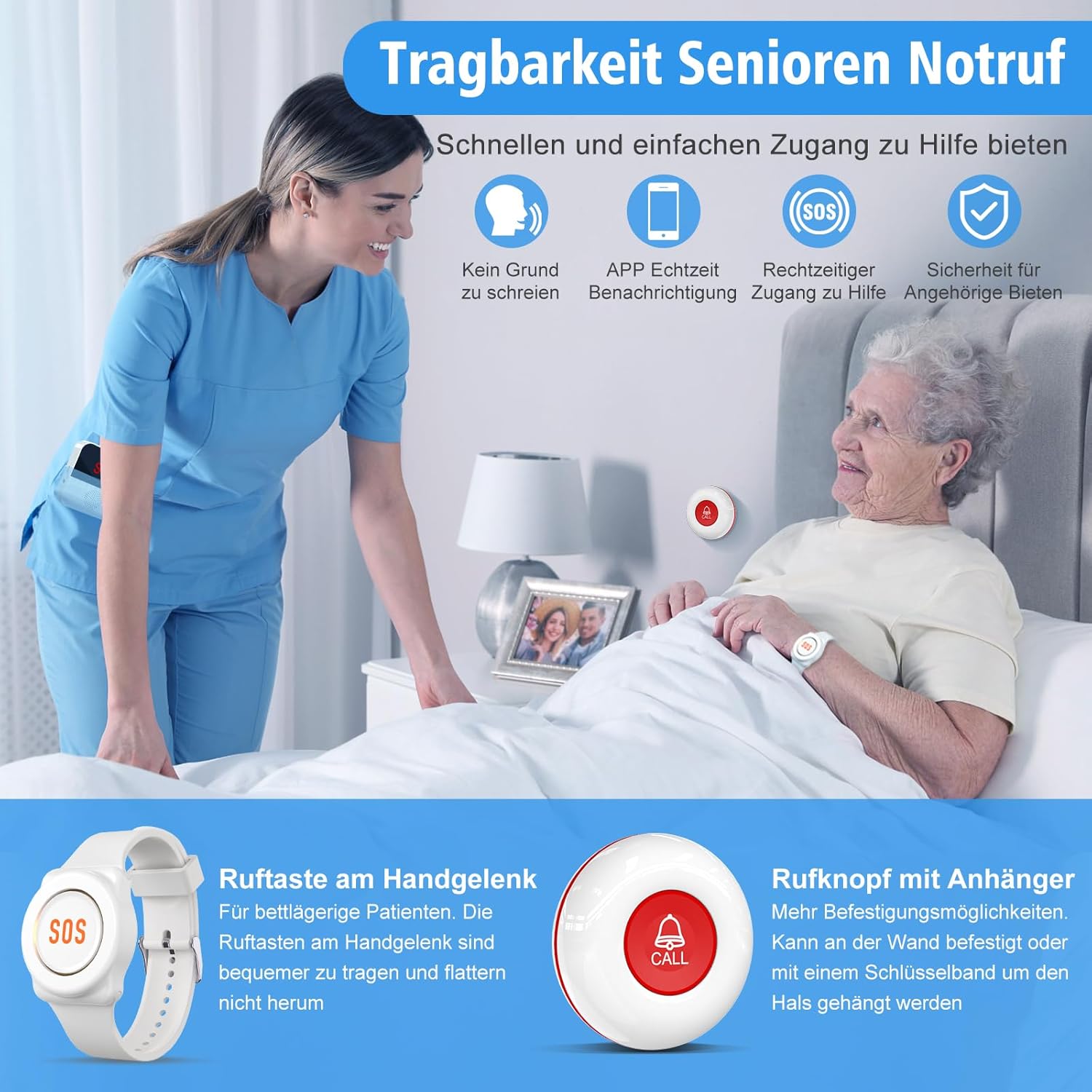 ChunHee Seniors Emergency Call Bracelet Tuya Emergency Button for Seniors WiFi Smart Emergency Call Bracelet for Seniors Alert System for Elderly Patients Disabled Children – Bild 5