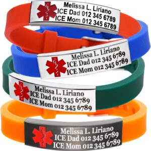 Medical Alert Bracelet Double Sided Personalised Personalised Bracelet for Women Safety Clasp
