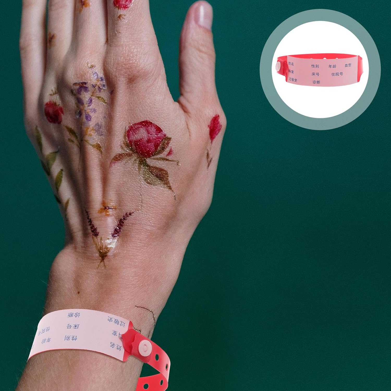 GALPADA 100stücke Einmal hospital armbänder Erwachsene Wasserdichte Patienten identifikationsbänder Einweg krankenhausarmband für Events und Medizinische Anwendungen Rotes – Bild 8