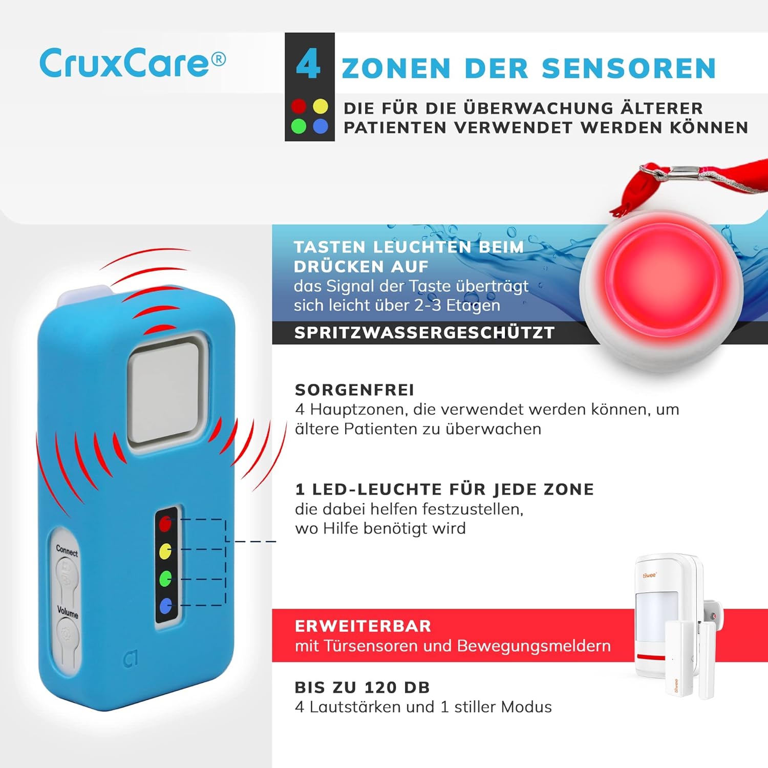 C1 Pager with 2 Call Buttons, Emergency Button for Seniors with Beeper, 2 Emergency Call Buttons and 1 Radio Receiver, Internal Home Emergency Call – Bild 5