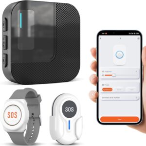 Daytech Emergency Call Button for Seniors on Mobile Phone, WiFi Tuya Smart Seniors Emergency Button Alert System, Home Emergency Call for Elderly Patients Disabled People, Children's SOS Emergency Call (2 Receivers, 1 Emergency Call Bracelet + 2 Buttons)