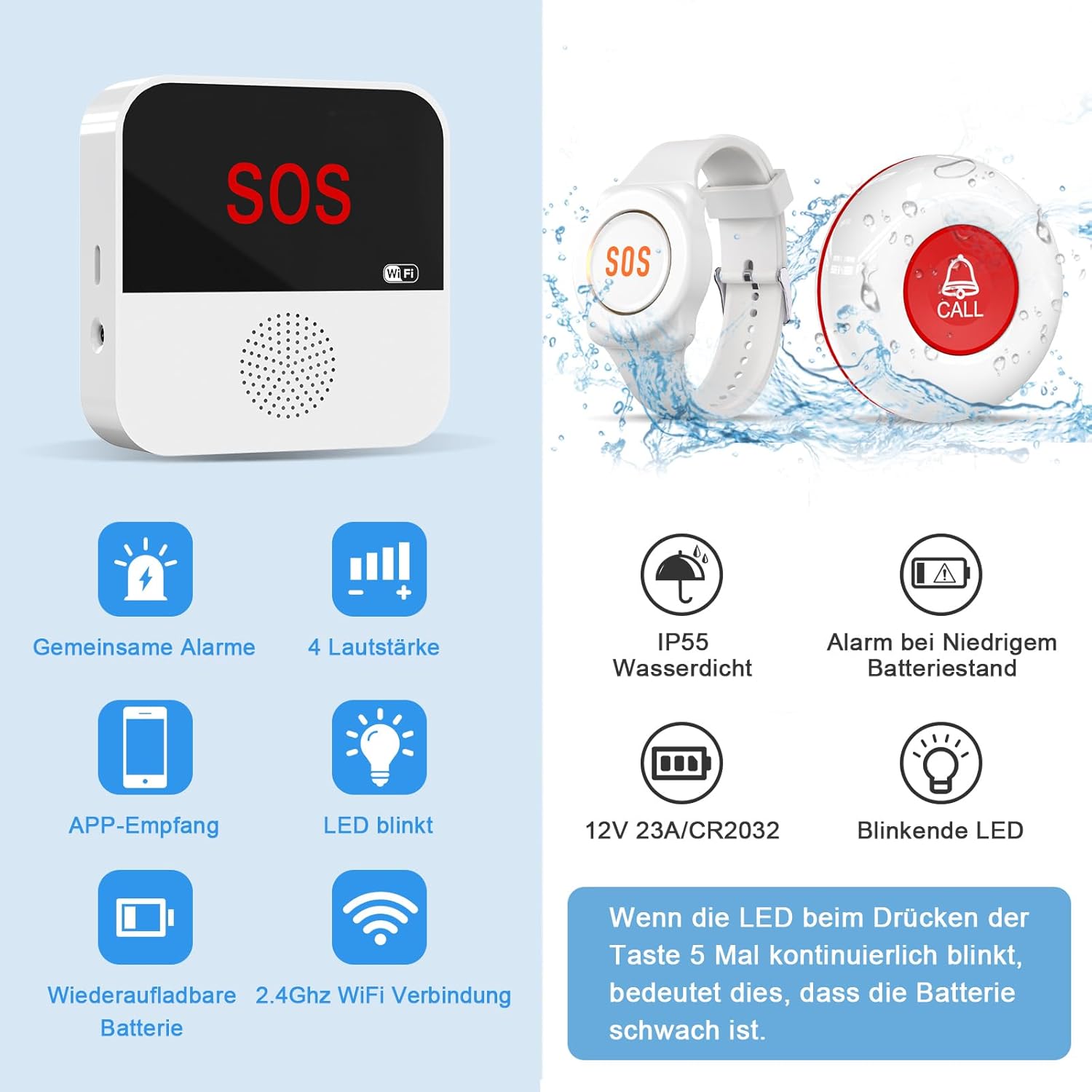 ChunHee Seniors Emergency Call Bracelet Tuya Emergency Button for Seniors WiFi Smart Emergency Call Bracelet for Seniors Alert System for Elderly Patients Disabled Children – Bild 7