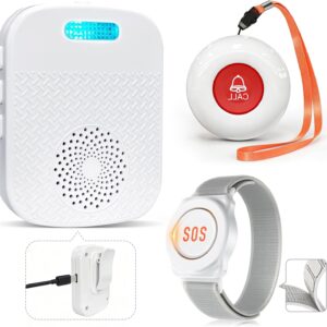 ChunHee Emergency Call Button for Seniors Home Emergency Call Internal Seniors Emergency Call Bracelet Receiver Rechargeable SOS Alarm for Patient Elderly Man