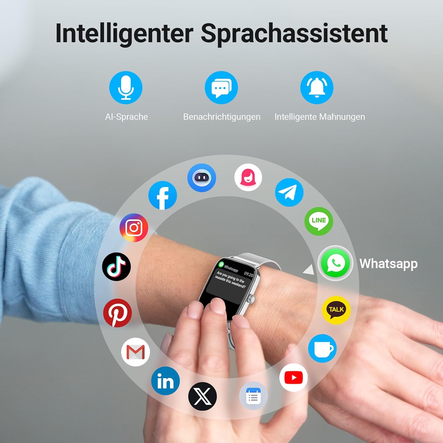Smartwatch Men Women with Phone Function, 1.85 Inch Fitness Watch Smart Watch, 100+ Sports Modes, Fitness Tracker with Heart Rate/SpO2/Sleep Monitor, Pedometer, IP68 Waterproof Sports Watch for iOS Android – Bild 5