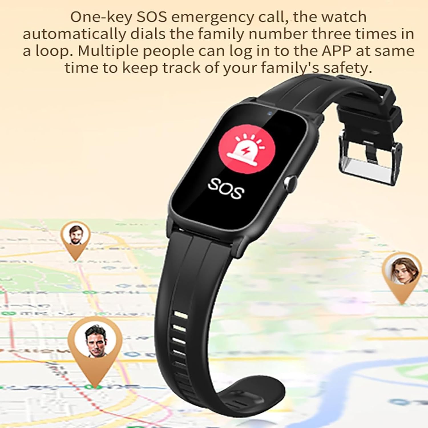 Notfalluhr für Senioren mit Sturzsensor, 1,5-Zoll, GPS Tracker, Gesundheitsüberwachung, Videotelefonie in beide Richtungen, Silikon Armband für Alzheimer-Tracking White – Bild 2