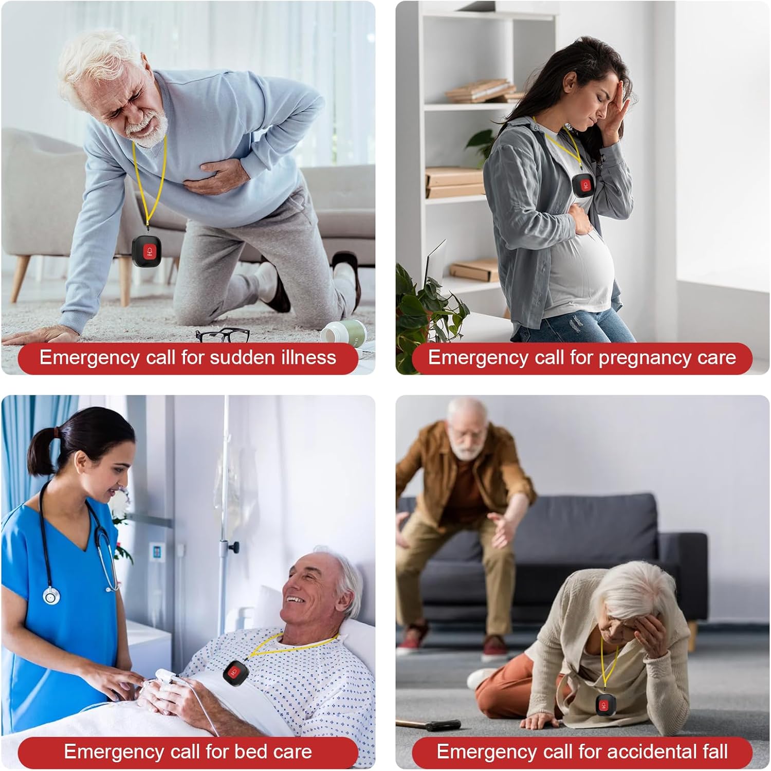 Emergency Call Button for Seniors, Seniors, WiFi Smart Emergency Call Bell Alert System, 1 x SOS Emergency Call Button, 1 x Receiver, 1 x Seniors Emergency Call Bracelet, Home Emergency Call for Elderly Patients, Disabled People, Children – Bild 6