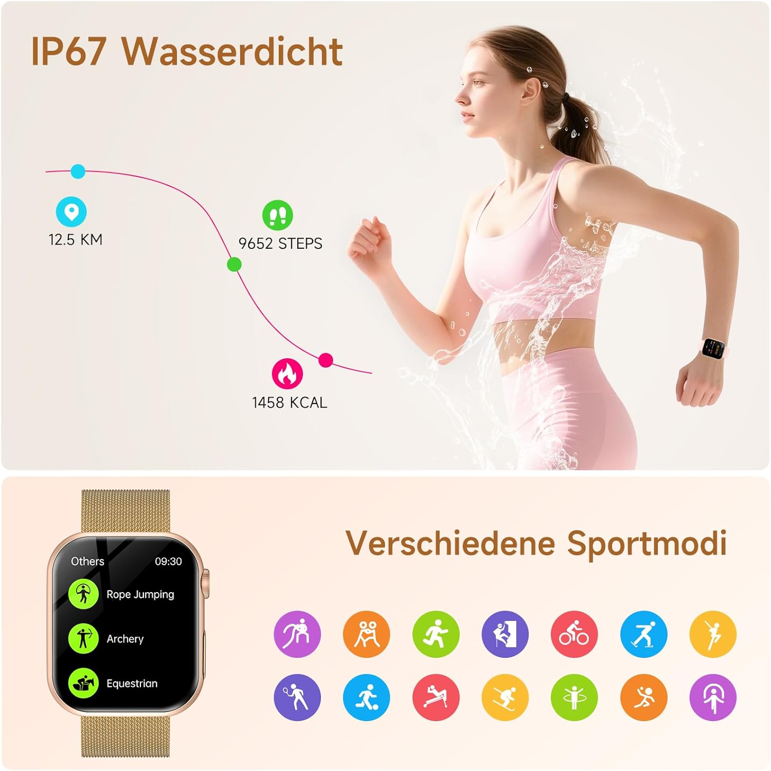 2026 Neu Smartwatch Damen mit EKG+HRV/Blutdruck/Menstruationszyklus/BMI/Schlafmonitor 1,97"AMOLED Gesundheitsuhr mit Telefonfunktion 24H Herzfrequenz SpO2 Körpertemperatur, Fitnessuhr für Android/iOS – Bild 7