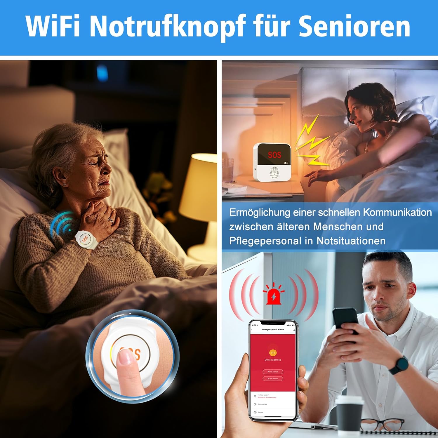 ChunHee Seniors Emergency Call Bracelet Tuya Emergency Button for Seniors WiFi Smart Emergency Call Bracelet for Seniors Alert System for Elderly Patients Disabled Children – Bild 2