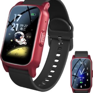 Emergency Watch for Seniors, Seniors, Emergency Call Bracelet, Emergency Call Watch with Fall Detection, HD Video Call, IP67 Waterproof and HD Voice Call, SOS Bracelet Red, 25.8 x 2 cm