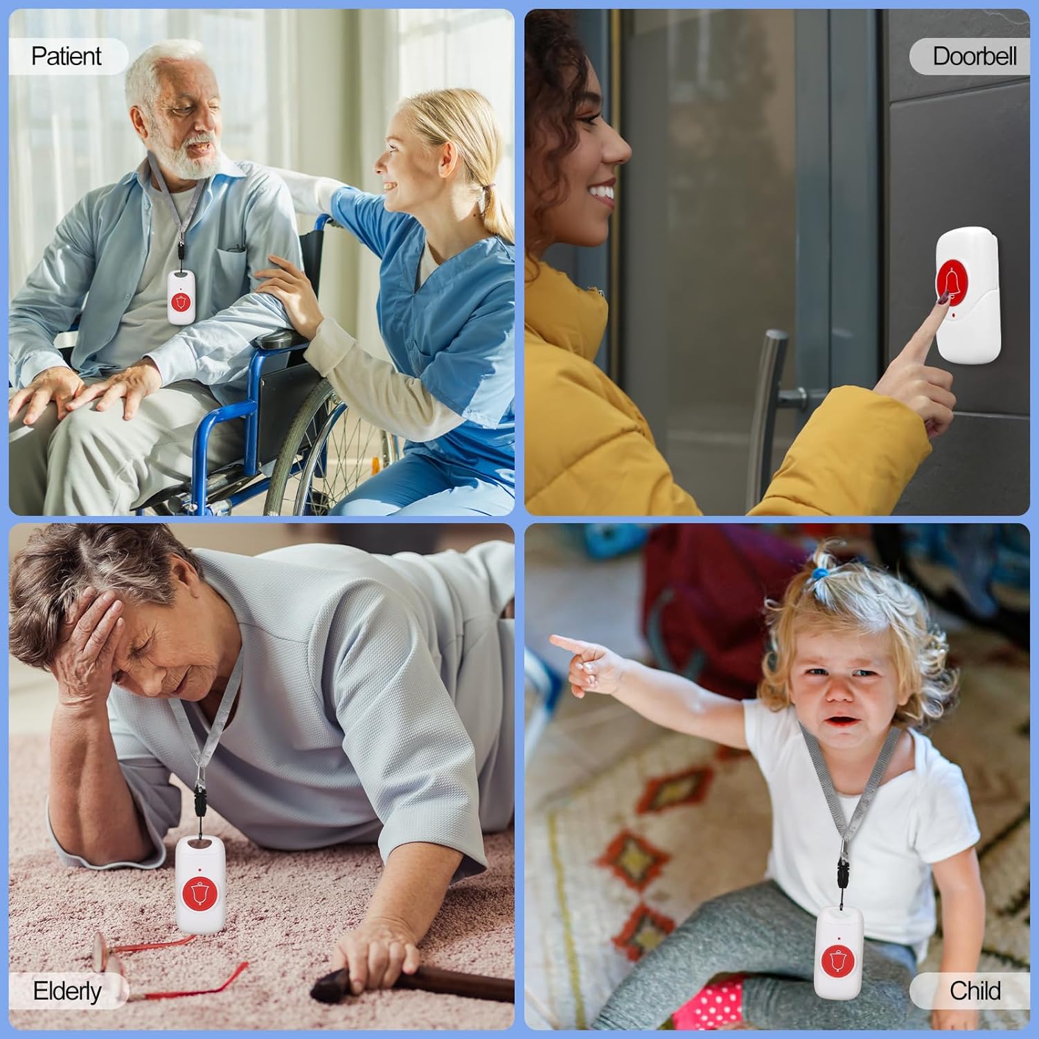 Cuteefun Portable Emergency Call Button for Seniors, Wireless Seniors Emergency Call, 58 Melodies, 5 Model Adjustment, 800 m Call Range, Rechargeable Home Emergency Alarm for Patient, Elderly Man, 2 Transmitters + 1 Receiver – Bild 7
