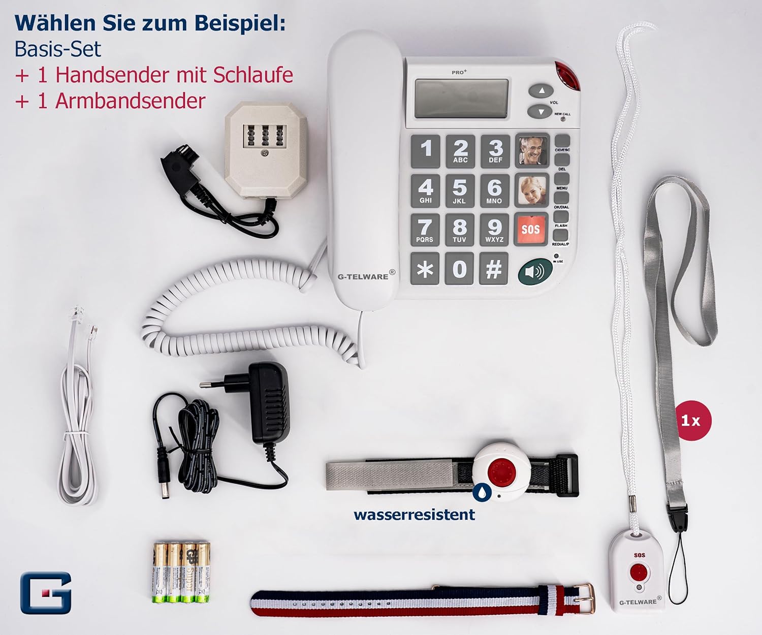PRO+(G-TELWARE) - Senior Telephone Landline with Emergency Bracelet | with Emergency Chain for Guaranteed Accessibility | Home Emergency Call for Relatives - with SOS Bracelet and Emergency Call Button for Seniors – Bild 7