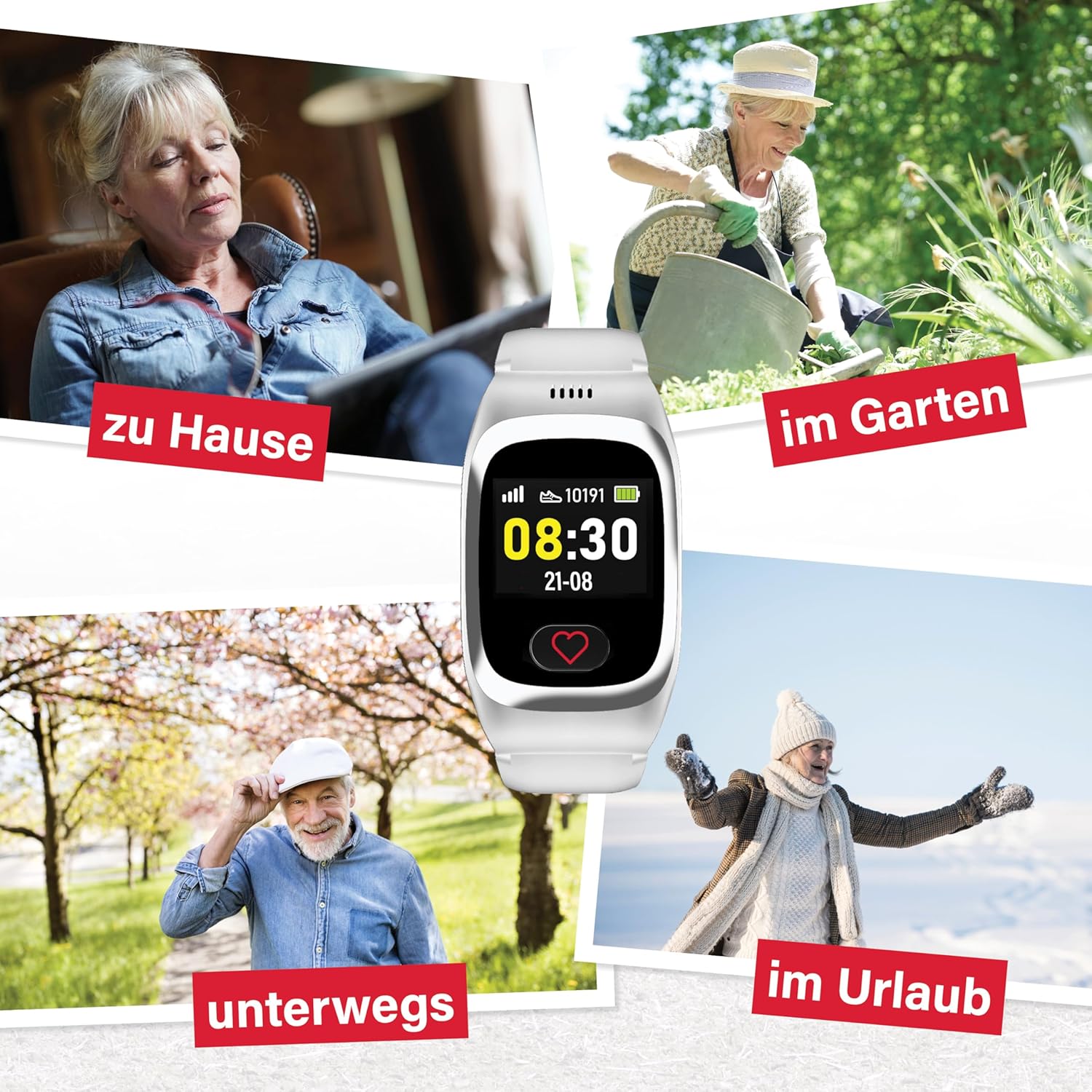 James B6 Emergency & Safety Watch for Seniors (White) with GPS, Fall Detection, SOS Button, Heart Rate Measurement & Health Functions, Family App, Loud Alarm, Includes SIM Card & 2 Free Month Tariff – Bild 5