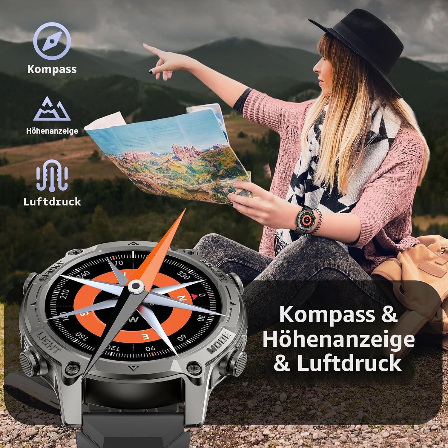 SOUYIE Men's Smartwatch with GPS, Offline Maps & 6 Satellite Navi, 5ATM Waterproof, 21 Day Battery, AI Voice Assistant, 178 Sports Modes, Fitness Tracker with Heart Rate Monitor & Sleep Monitor for Android iOS – Bild 9