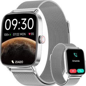 Smartwatch Men Women with Phone Function, 1.85 Inch Fitness Watch Smart Watch, 100+ Sports Modes, Fitness Tracker with Heart Rate/SpO2/Sleep Monitor, Pedometer, IP68 Waterproof Sports Watch for iOS Android